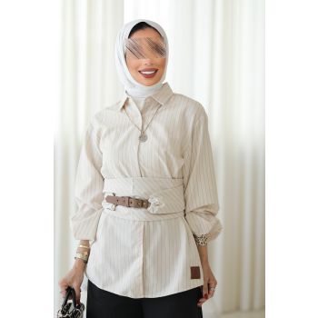stripped blouse with belt