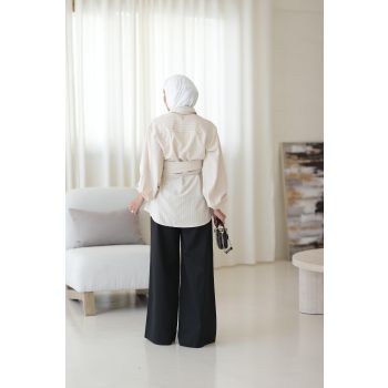 stripped blouse with belt